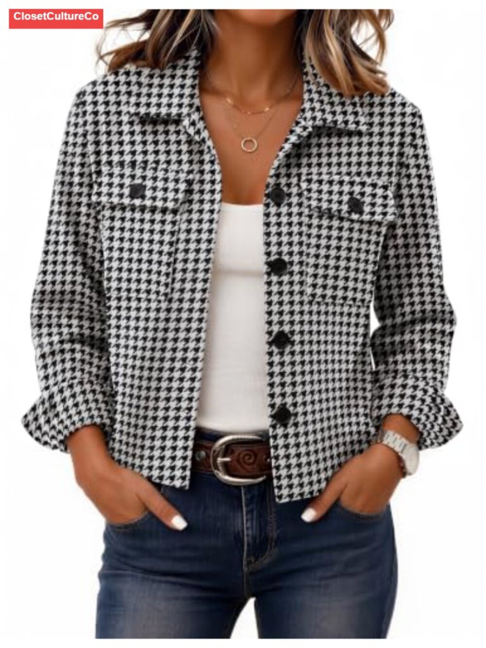 Cropped Plaid Flannel Shacket Button Front Casual Jacket